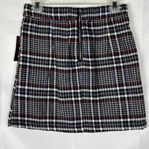 Plaided Mini Skirt Blue & Black Side Split Back Zipper Juniors Size Small - Picture 6 of 9